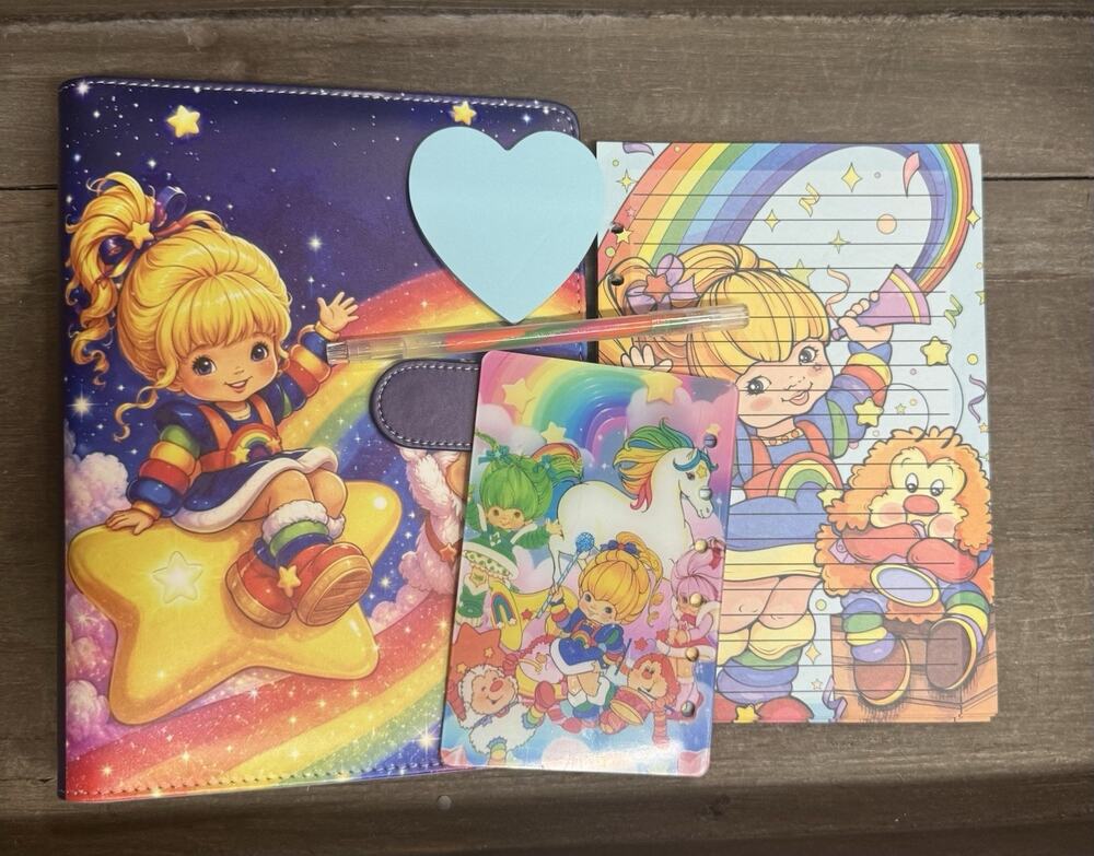 Rainbow Brite Size A5 Binder with Matching Printed Stationery Paper Bundle